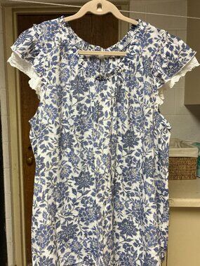 Corvia Women's Plus Short Sleeve Top, 3x, Blue floral,